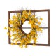 Glitzhome 28"H Wooden Window Frame with 24"D Artificial Winter Jasmine Wreath