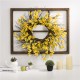 Glitzhome 28"H Wooden Window Frame with 24"D Artificial Winter Jasmine Wreath