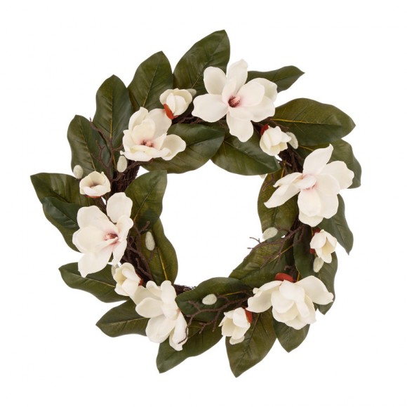 Glitzhome 24"D Artificial Magnolia Wreath