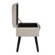 Glitzhome 19.70"L Seashell White Velvet Upholstered Storage Stool with Black Solid Rubberwood Legs