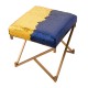 Glitzhome 17.30"H Sapphire Blue and Gold Shimmering Sequin Stool with Metal Gold legs