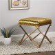 Glitzhome 17.30"H Sapphire Blue and Gold Shimmering Sequin Stool with Metal Gold legs