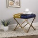 Glitzhome 17.30"H Sapphire Blue and Gold Shimmering Sequin Stool with Metal Gold legs