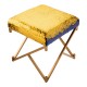 Glitzhome 17.30"H Sapphire Blue and Gold Shimmering Sequin Stool with Metal Gold legs