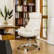 Glitzhome Mid-Century Modern Cream Bonded Leather Gaslift Adjustable Swivel Office Chair