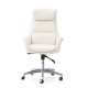 Glitzhome Mid-Century Modern Cream Bonded Leather Gaslift Adjustable Swivel Office Chair