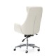 Glitzhome Mid-Century Modern Cream Bonded Leather Gaslift Adjustable Swivel Office Chair