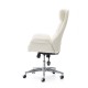 Glitzhome Mid-Century Modern Cream Bonded Leather Gaslift Adjustable Swivel Office Chair