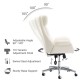 Glitzhome Mid-Century Modern Cream Bonded Leather Gaslift Adjustable Swivel Office Chair