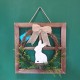 Glitzhome 18"H Wooden Frame Easter Wall Decor with Wreath