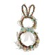 Glitzhome 24.5"H Easter Bunny Shaped Wreath with Eggs & Blue Satin Ribbon Bow