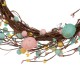 Glitzhome 24.5"H Easter Bunny Shaped Wreath with Eggs & Blue Satin Ribbon Bow