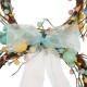 Glitzhome 24.5"H Easter Bunny Shaped Wreath with Eggs & Blue Satin Ribbon Bow