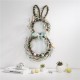 Glitzhome 24.5"H Easter Bunny Shaped Wreath with Eggs & Blue Satin Ribbon Bow