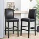 Glitzhome 45.00"H Black Leatherette High-Back Barchair with Studded Decoration, Set of 2