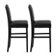 Glitzhome 45.00"H Black Leatherette High-Back Barchair with Studded Decoration, Set of 2