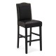 Glitzhome 45.00"H Black Leatherette High-Back Barchair with Studded Decoration, Set of 2