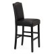 Glitzhome 45.00"H Black Leatherette High-Back Barchair with Studded Decoration, Set of 2