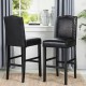 Glitzhome 45.00"H Black Leatherette High-Back Barchair with Studded Decoration, Set of 2