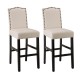 Glitzhome 45"H Cream White Leatherette High-Back Barchair with Studded Decoration, Set of 2