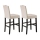 Glitzhome 45"H Cream White Leatherette High-Back Barchair with Studded Decoration, Set of 2