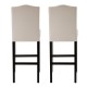Glitzhome 45"H Cream White Leatherette High-Back Barchair with Studded Decoration, Set of 2