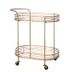 Glitzhome 30.75"H 2-Tier Gold Deluxe Metal Oval Mirrored Bar Cart