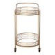 Glitzhome 30.75"H 2-Tier Gold Deluxe Metal Oval Mirrored Bar Cart