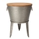 Glitzhome 26.29"H Galvanized Beverage Tub with Metal Stand or Accent Table with Firwood Lid