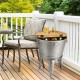 Glitzhome 26.29"H Galvanized Beverage Tub with Metal Stand or Accent Table with Firwood Lid