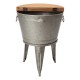 Glitzhome 26.29"H Galvanized Beverage Tub with Metal Stand or Accent Table with Firwood Lid