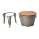 Glitzhome 26.29"H Galvanized Beverage Tub with Metal Stand or Accent Table with Firwood Lid