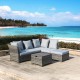 Glitzhome 6-Piece Outdoor Patio Wicker Sectional Conversation Sofa Set with Cushions