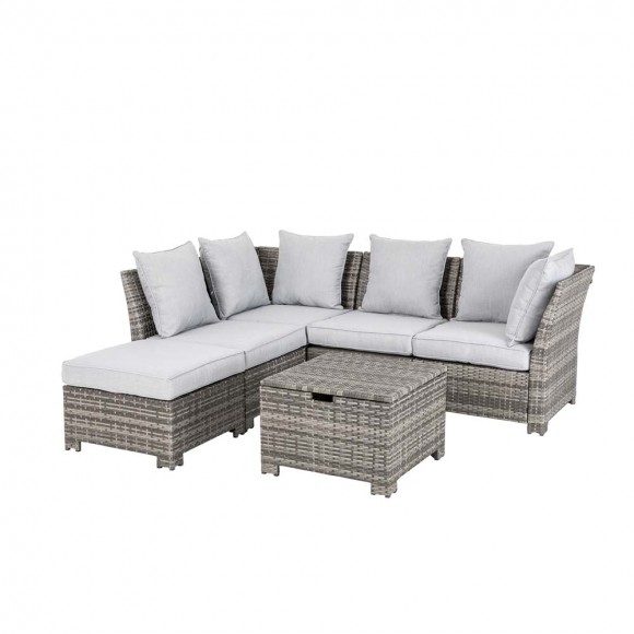 Glitzhome 6-Piece Outdoor Patio Wicker Sectional Conversation Sofa Set with Cushions