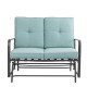 Glitzhome 45.25"L Outdoor Patio Loveseat Glider Chair with Blue Cushions