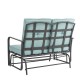 Glitzhome 45.25"L Outdoor Patio Loveseat Glider Chair with Blue Cushions