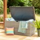 Glitzhome 52.75"L Outdoor Patio Oversized All-Weather Gray Handwoven Wicker Storage Box