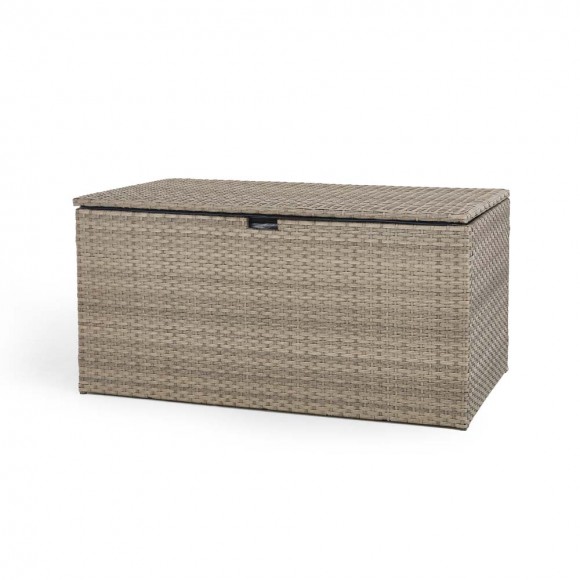 Glitzhome 52.75"L Outdoor Patio Oversized All-Weather Gray Handwoven Wicker Storage Box