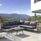 Glitzhome 6-Piece Outdoor Patio Black Aluminum Sectional Conversation Sofa Set with Cushions