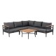 Glitzhome 6-Piece Outdoor Patio Black Aluminum Sectional Conversation Sofa Set with Cushions