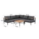 Glitzhome 6-Piece Outdoor Patio Black Aluminum Sectional Conversation Sofa Set with Cushions