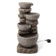 Glitzhome 32.28"H 4 Tiers Polyresin Waterfall Outdoor Fountain With Pump and LED Lights