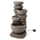 Glitzhome 32.28"H 4 Tiers Polyresin Waterfall Outdoor Fountain With Pump and LED Lights