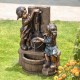 Glitzhome 25.5"H Polyresin Boy and Girl Sculptural Outdoor Fountain With Pump and LED Lights