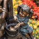 Glitzhome 25.5"H Polyresin Boy and Girl Sculptural Outdoor Fountain With Pump and LED Lights