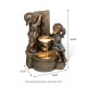 Glitzhome 25.5"H Polyresin Boy and Girl Sculptural Outdoor Fountain With Pump and LED Lights