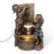 Glitzhome 25.5"H Polyresin Boy and Girl Sculptural Outdoor Fountain With Pump and LED Lights