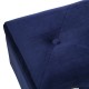 Glitzhome 19.70"L Navy Blue Velvet Upholstered Storage Stool with Natural Solid Rubberwood Legs