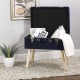 Glitzhome 19.70"L Navy Blue Velvet Upholstered Storage Stool with Natural Solid Rubberwood Legs