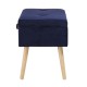 Glitzhome 19.70"L Navy Blue Velvet Upholstered Storage Stool with Natural Solid Rubberwood Legs